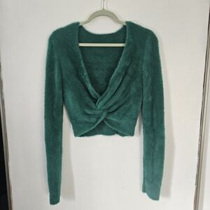 Green Long Sleeved Sweater Blouse